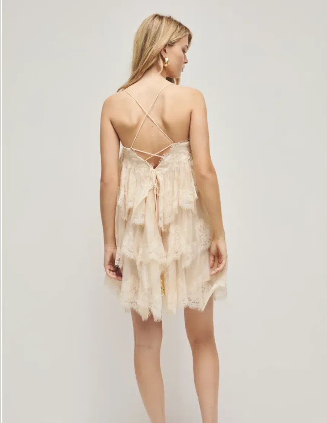 Aje Ophelia Lace Mini in Pastel Lemon Size 6 for rent on The Volte - main image