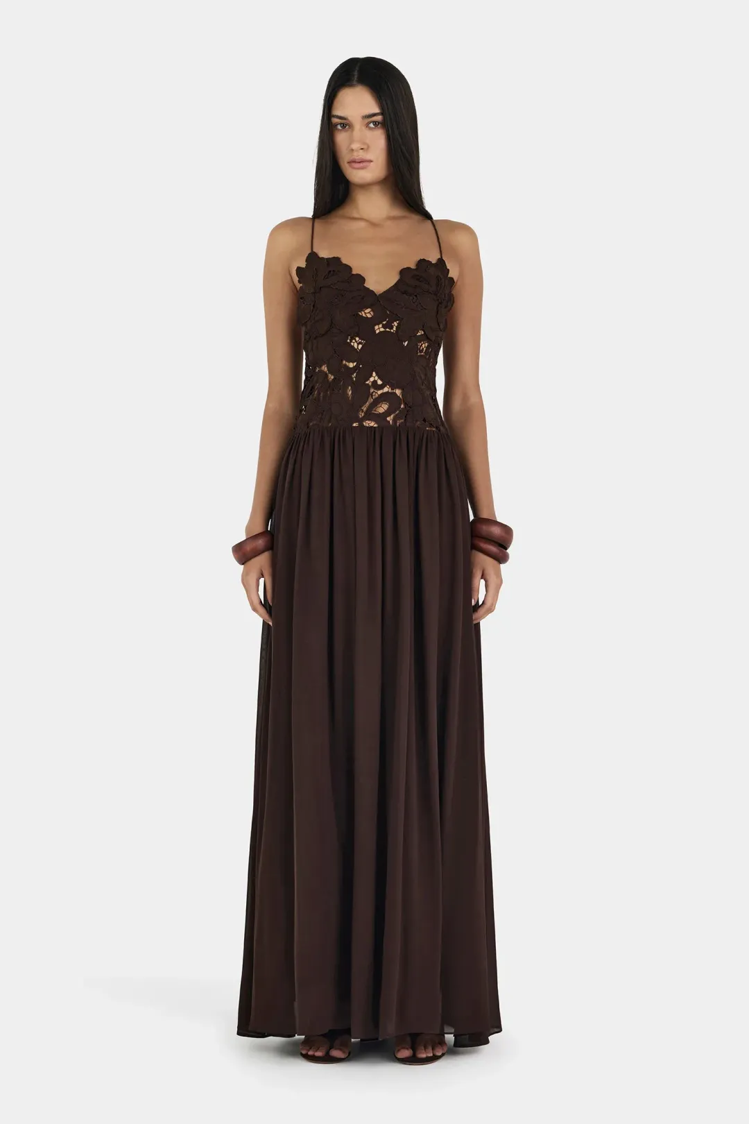 Hansen And Gretel Stephanie Maxi Dress Cedar Brown Size 8 for rent on The Volte - main image