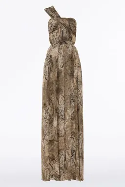Carla Zampatti Size 12 Lindy Lee Moss Fierce Dragon Silk Button Gown for rent on The Volte - image 2