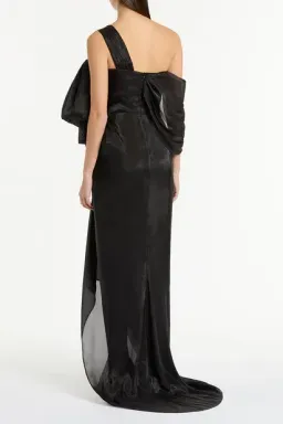 Carla Zampatti Black Lustre Chiffon Bow Evening Gown (AU 12; US 10) for rent on The Volte - image 3