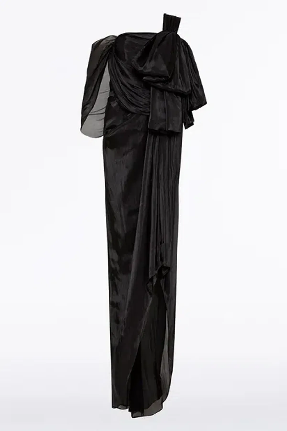 Carla Zampatti Black Lustre Chiffon Bow Evening Gown (AU 12; US 10) for rent on The Volte - main image