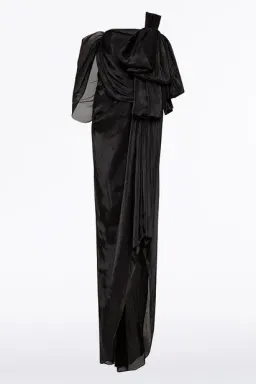 Carla Zampatti Black Lustre Chiffon Bow Evening Gown (AU 12; US 10) for rent on The Volte - image 1
