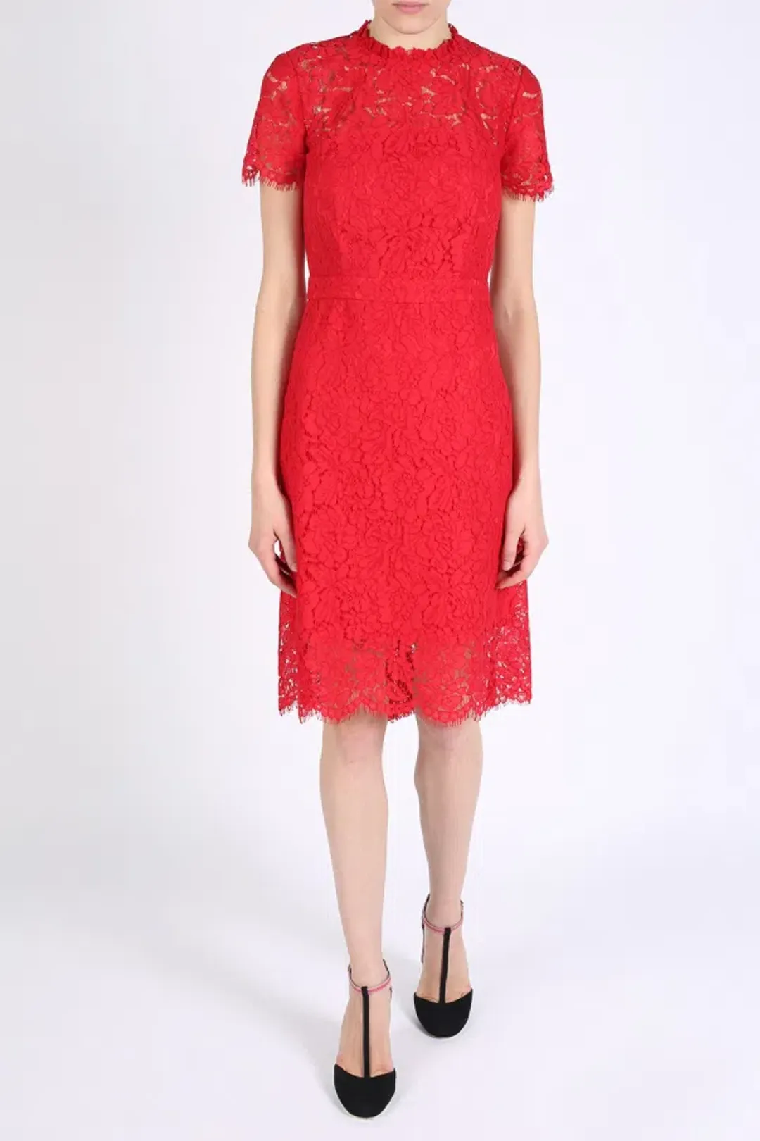 Diane Von Furstenberg Alma Lace Sheath Dress Red Size 8 for rent on The Volte - main image