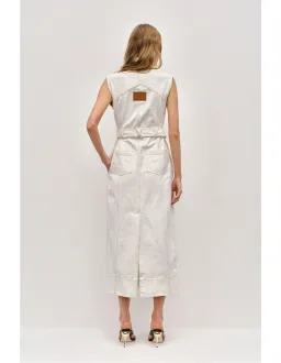 Aje Ivy Denim Midi Dress Cream Size 8 for rent on The Volte - image 5