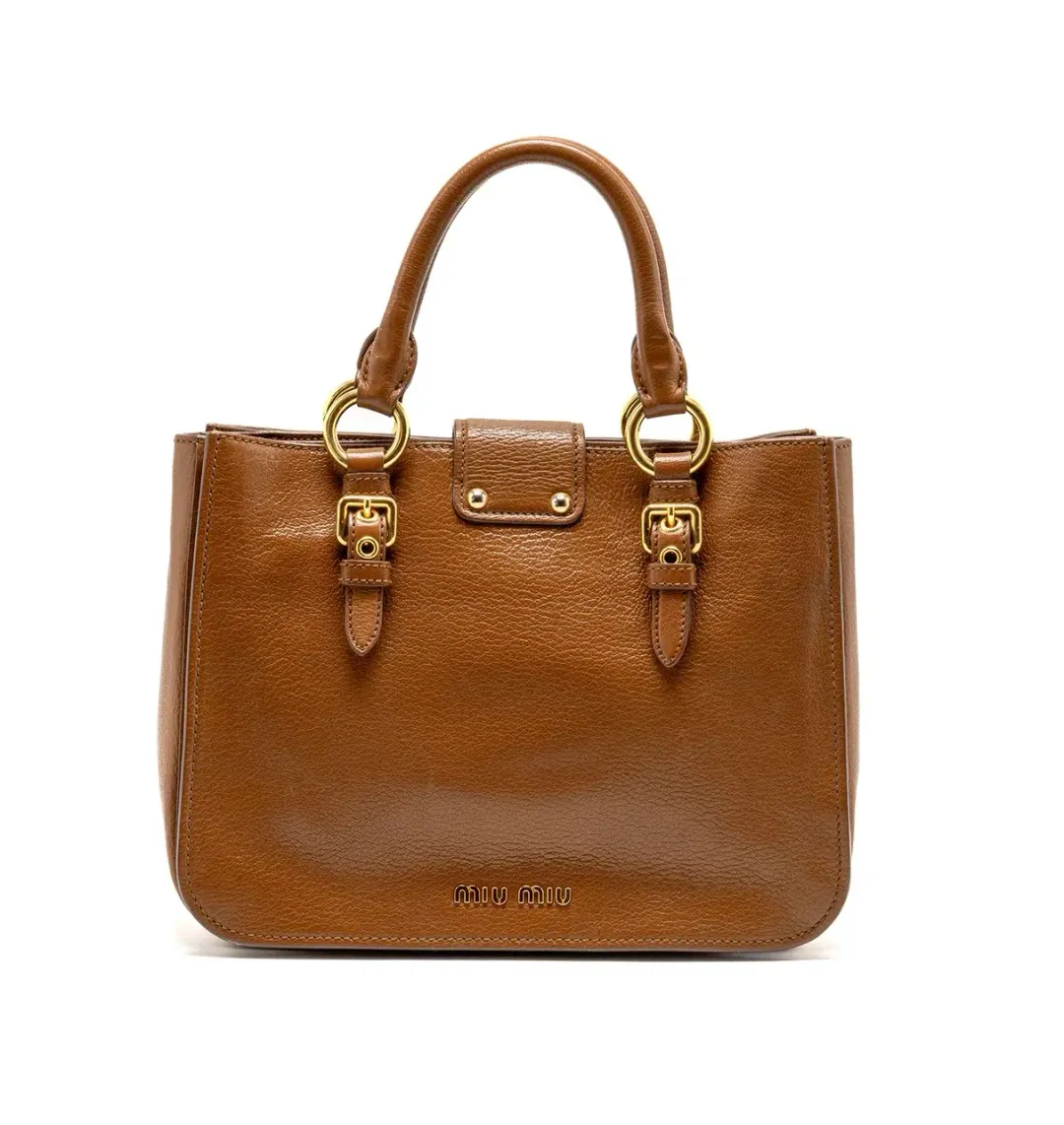 Miu Miu Madras Tote Bag Calfskin Brown Handbag for rent on The Volte - main image