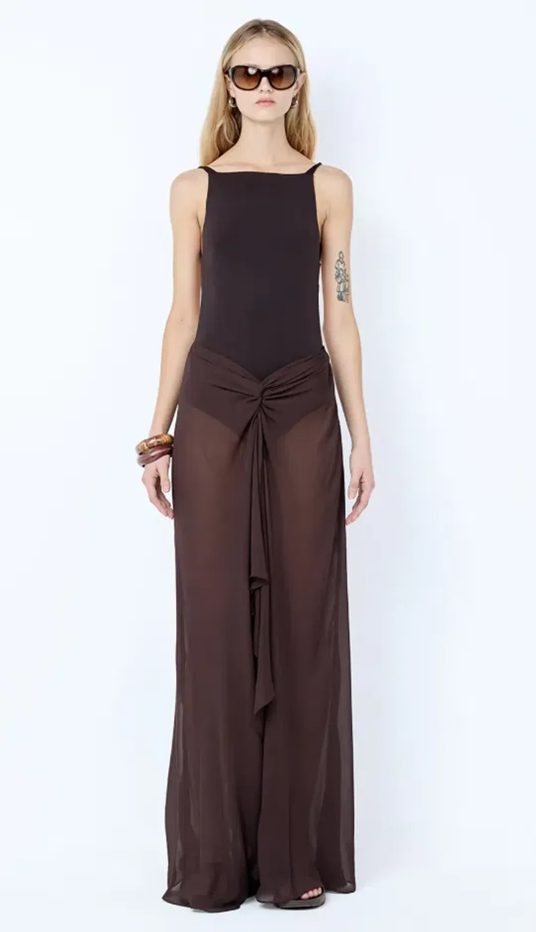 Bec & Bridge SOLENNE BACKLESS MAXI DRESS Dark Chocolate Size 6 for rent on The Volte - main image