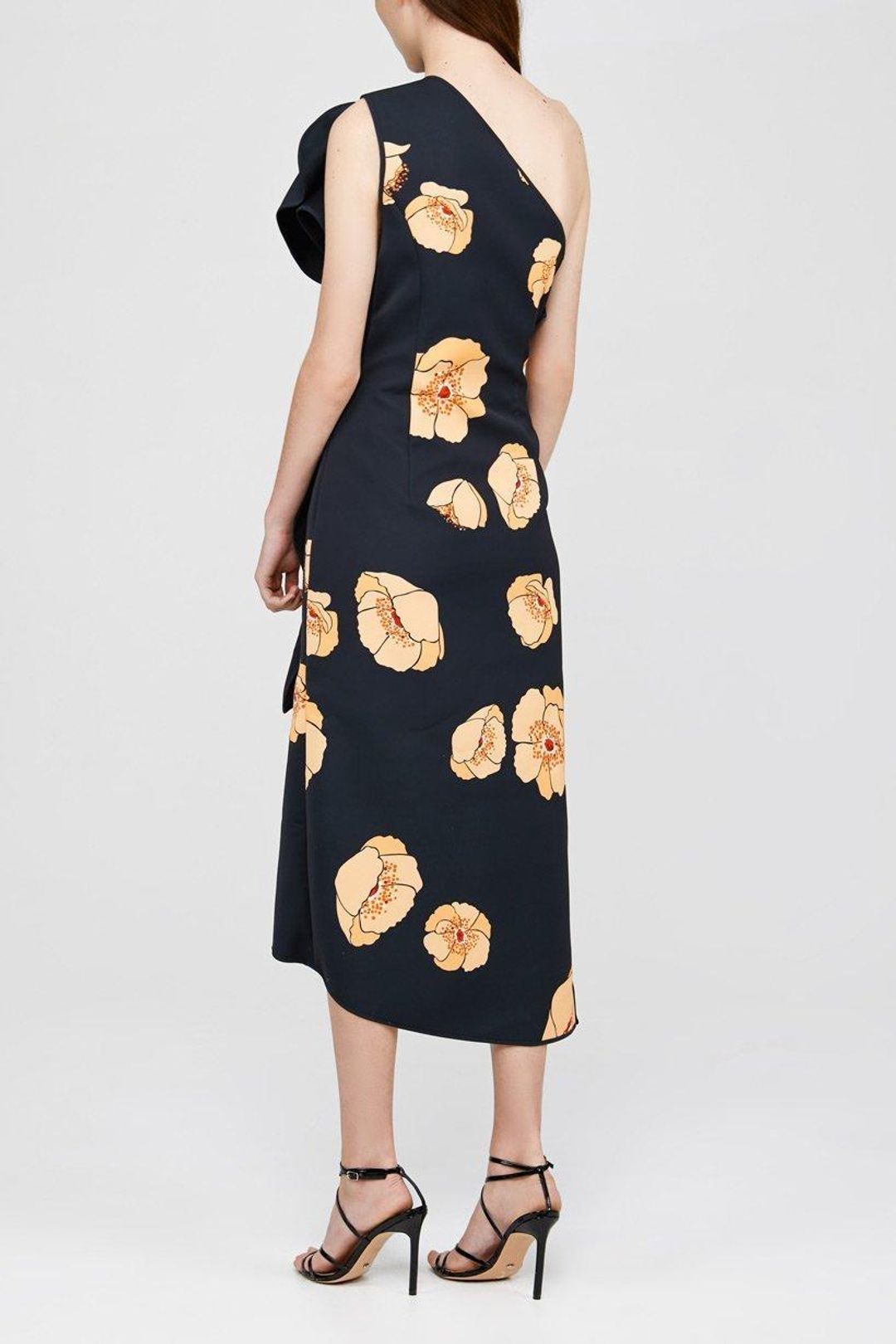 Acler Crawford Midi Dress Black Large Amber Poppy Size 8 for rent on The Volte - main image