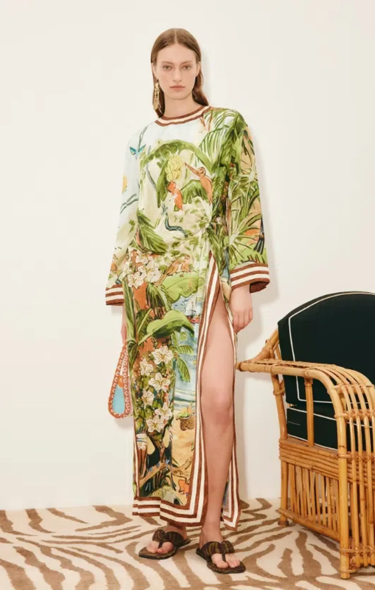 Alemais toucan tango silk midi dress Size 14 for rent on The Volte - main image