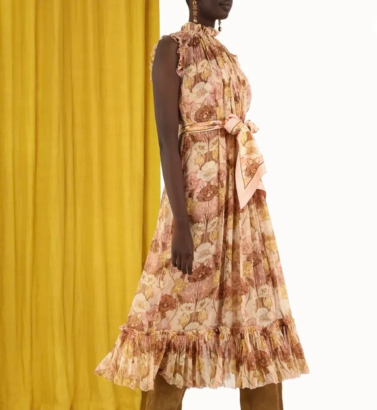 Zimmermann Tempo Flutter Midi Dress Size 3/14 with full length slip for rent on The Volte - main image