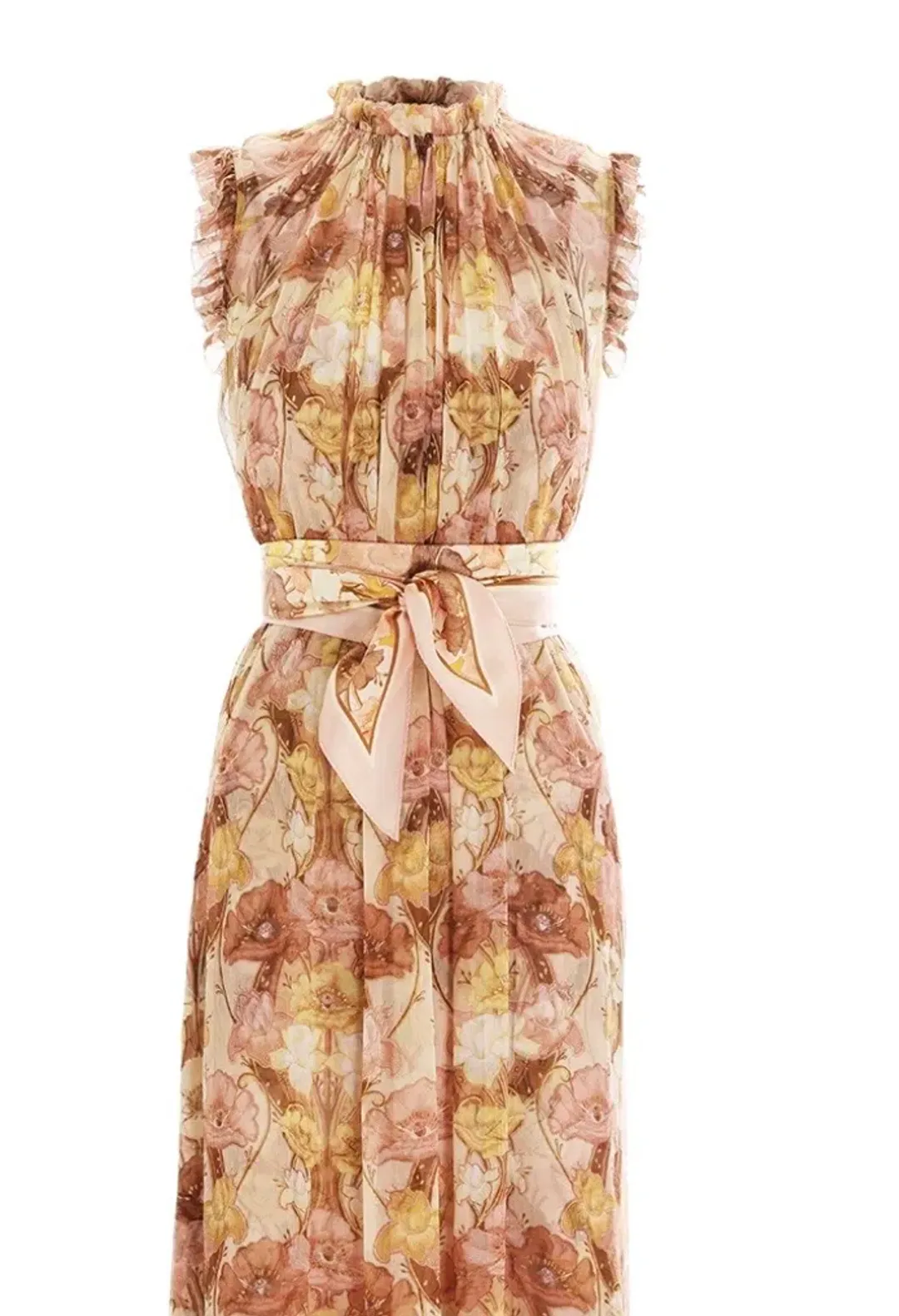 Zimmermann Tempo Flutter Midi Dress Size 3/14 with full length slip for rent on The Volte - main image