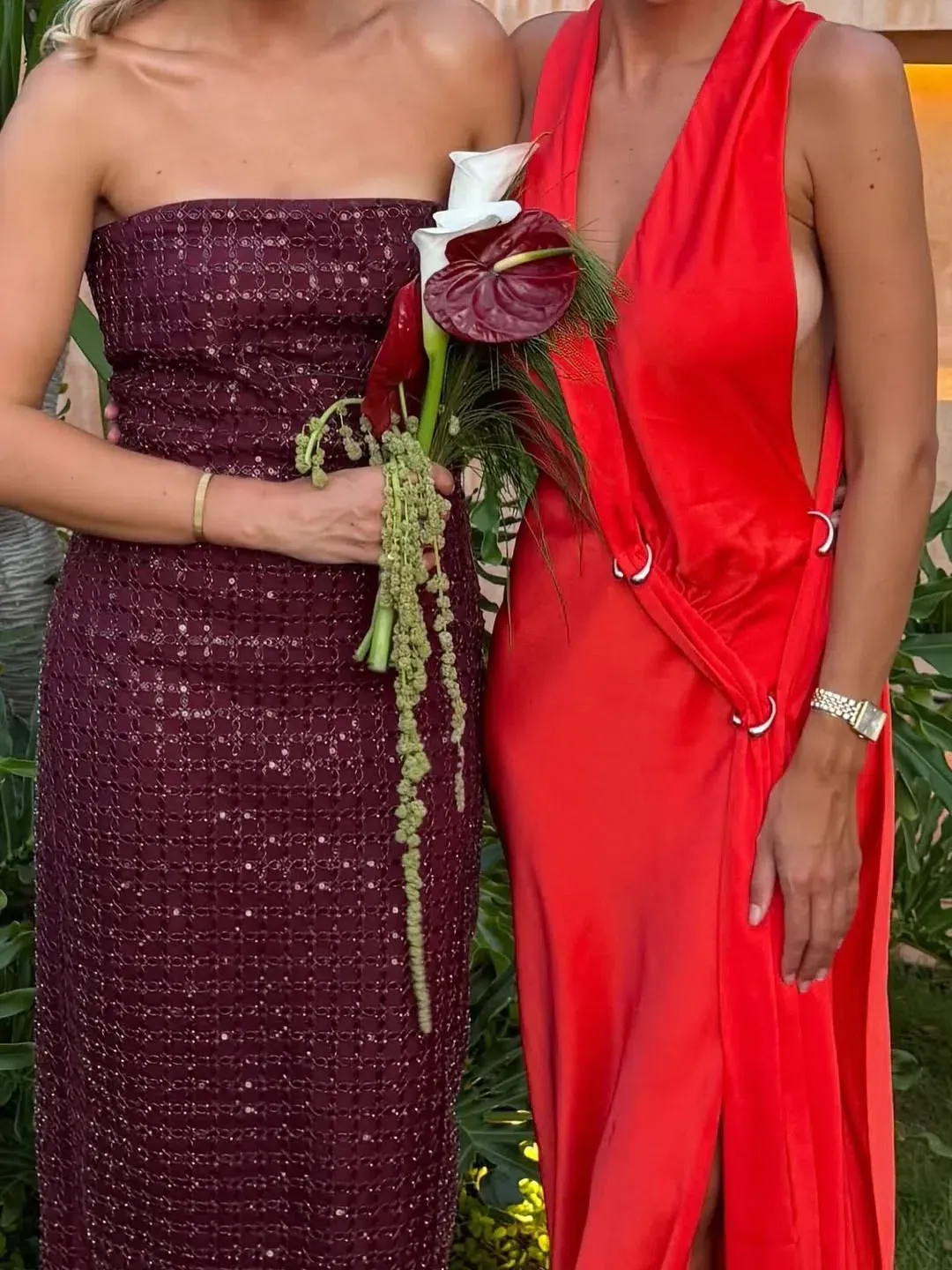 MISHA Harlow Satin Maxi Dress Chilli Size XS  for rent on The Volte - main image