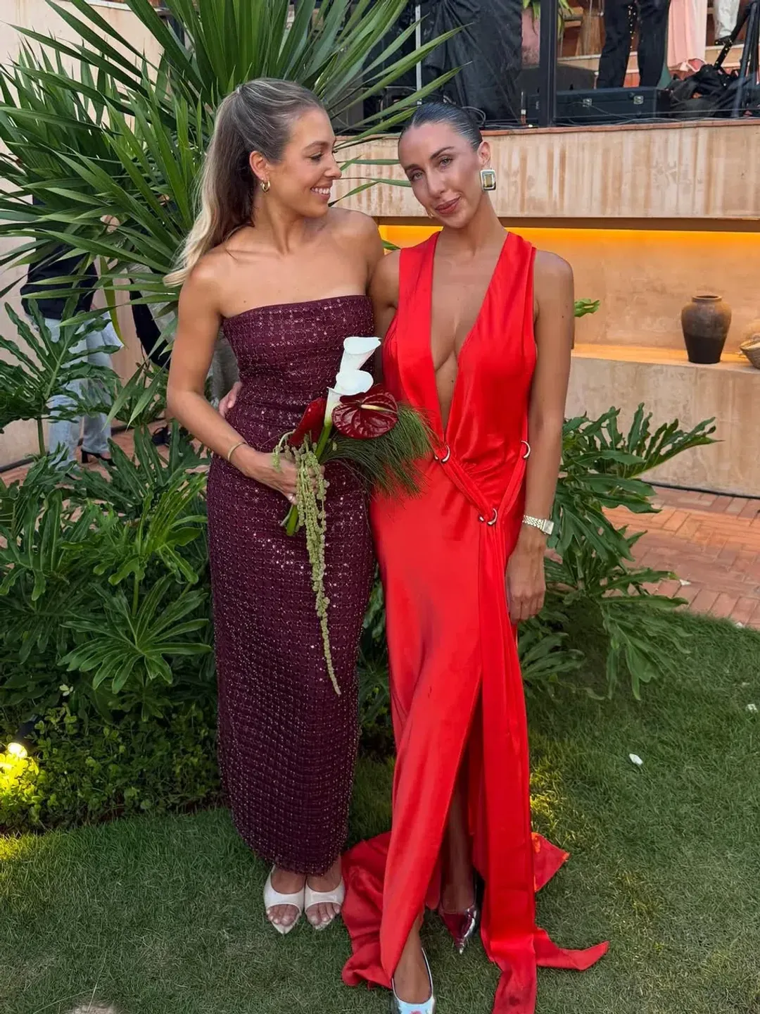 MISHA Harlow Satin Maxi Dress Chilli Size S for rent on The Volte - main image