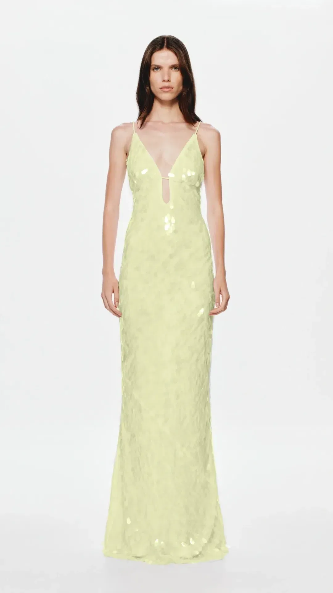 MISHA Sapphire Sequin Maxi Dress in Lemon Size S (8) for rent on The Volte - main image