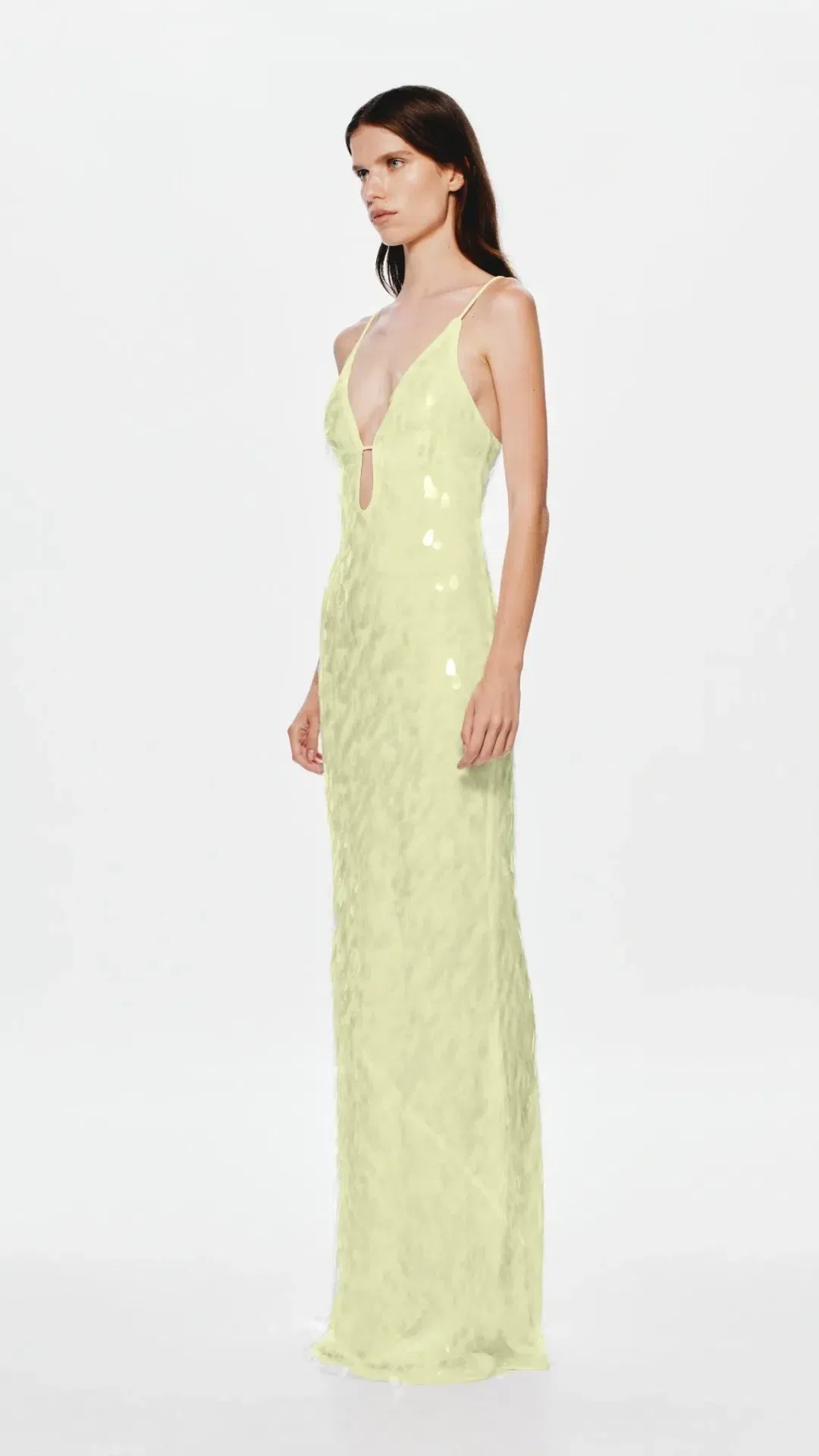 MISHA Sapphire Sequin Maxi Dress in Lemon Size S (8) for rent on The Volte - main image