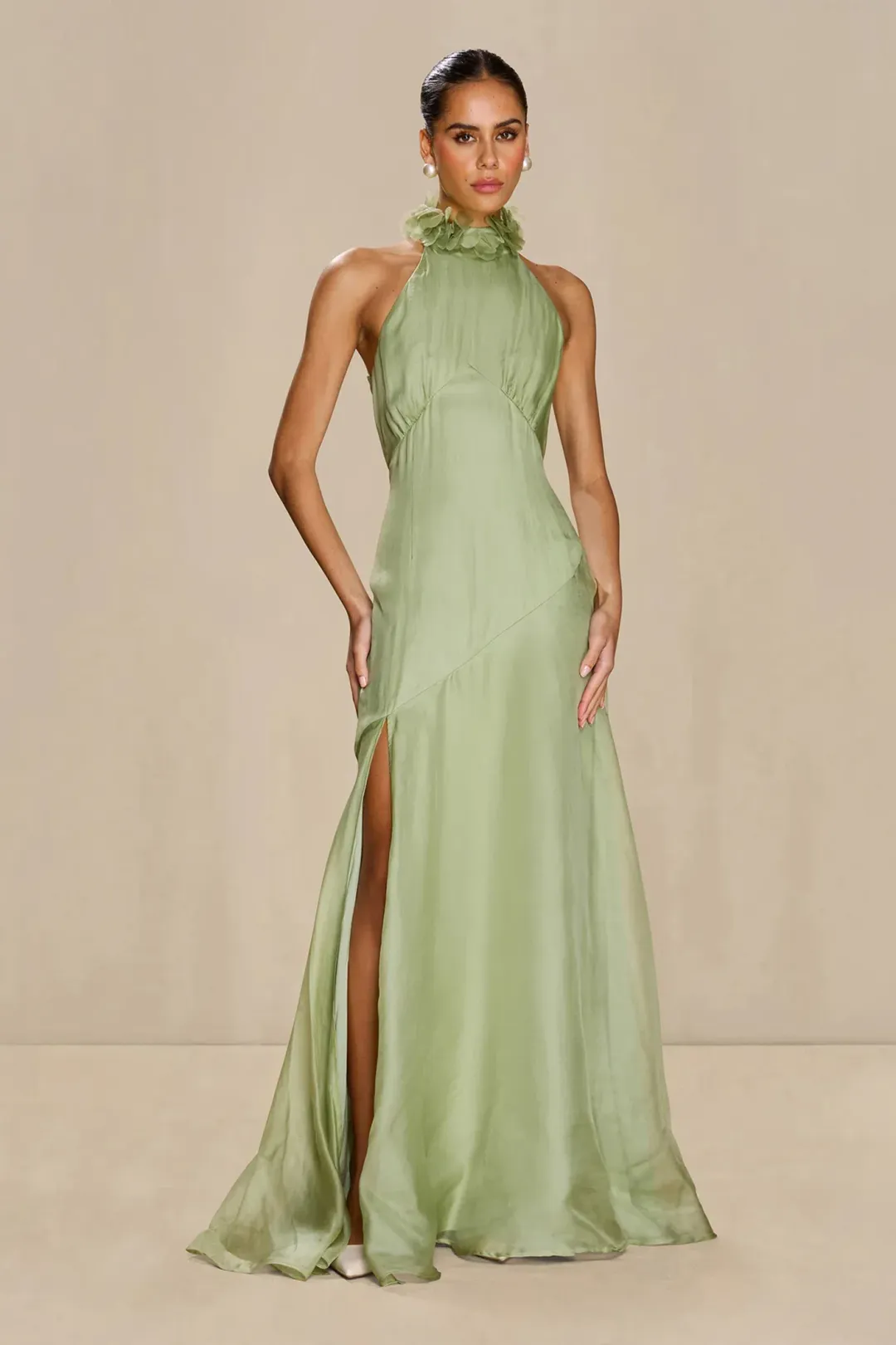 Sonya Moda Noelle Maxi Gown Moss Green Size AU 10 for rent on The Volte - main image