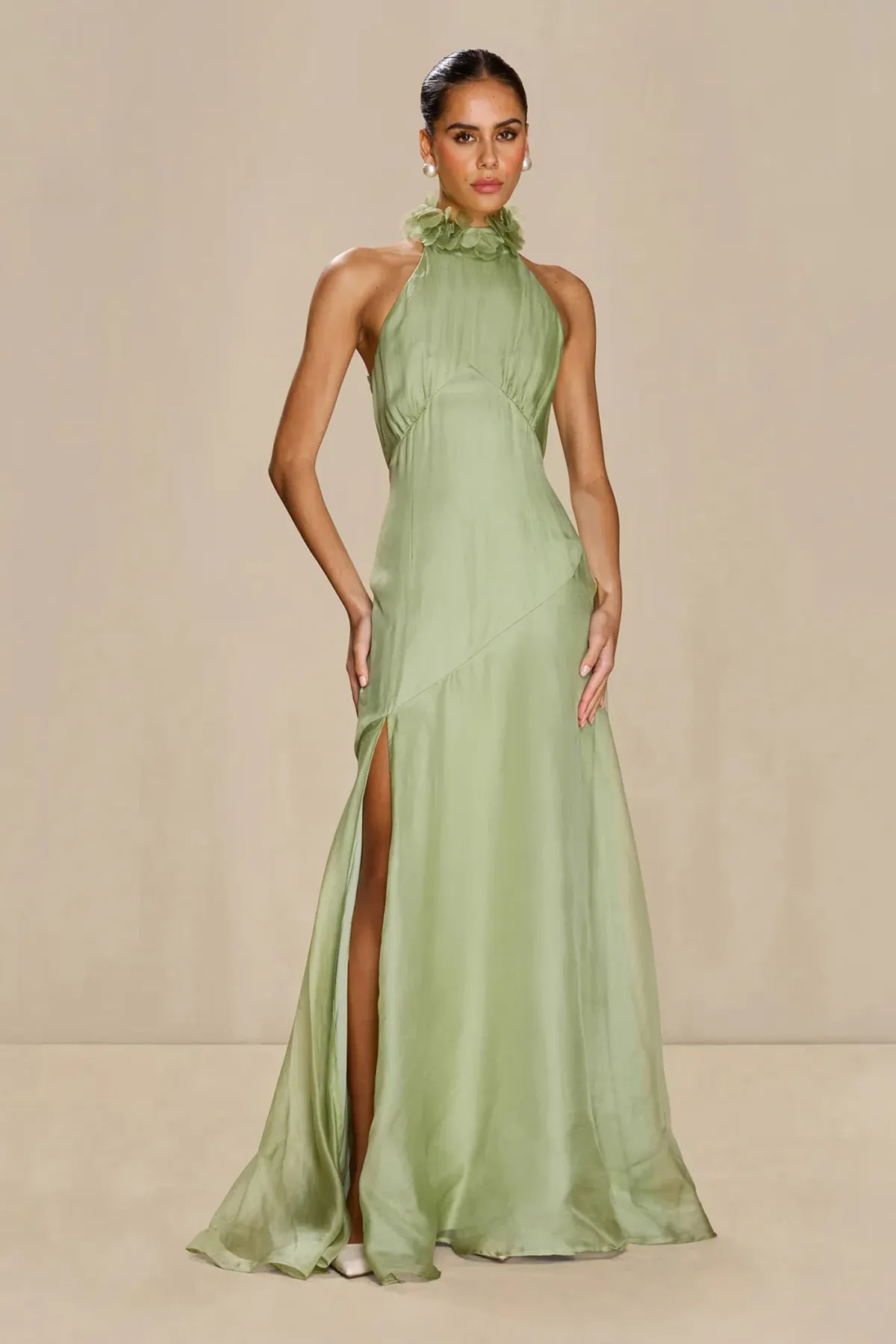 Sonya Moda Noelle Maxi Gown Moss Green Size AU 10 for rent on The Volte - main image