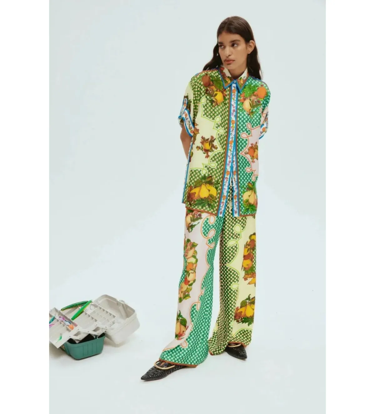 Alemais Lemonis Silk Shirt and Pants Set Multi Size AU 8 for rent on The Volte - main image