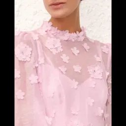 Zimmerman - Lift Off Floral Applique Mini Dress in Pink for rent on The Volte - image 2