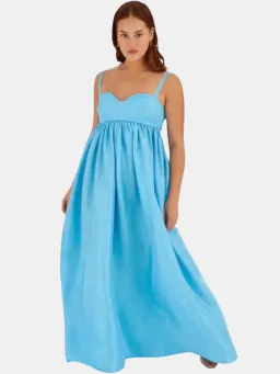 Oroton Bodice Detail Lake Blue Gown Size 14 Silk Strappy Maxi Dress for rent on The Volte - image 6