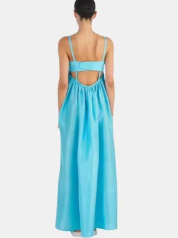 Oroton Bodice Detail Lake Blue Gown Size 14 Silk Strappy Maxi Dress for rent on The Volte - image 3