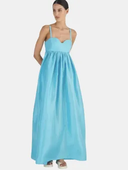 Oroton Bodice Detail Lake Blue Gown Size 14 Silk Strappy Maxi Dress for rent on The Volte - image 2