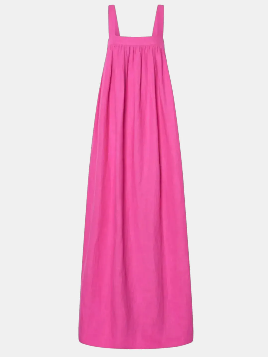 Oroton Bow Detail Fuchsia Pink Sundress Size 14 Linen Strappy Maxi Gown for rent on The Volte - main image