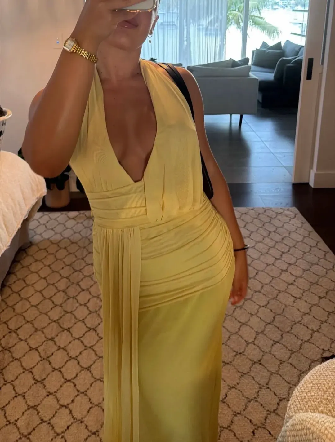 Bec and Bridge Cassis Drape Maxi Dress in Citron Yellow Size 6 for rent on The Volte - main image
