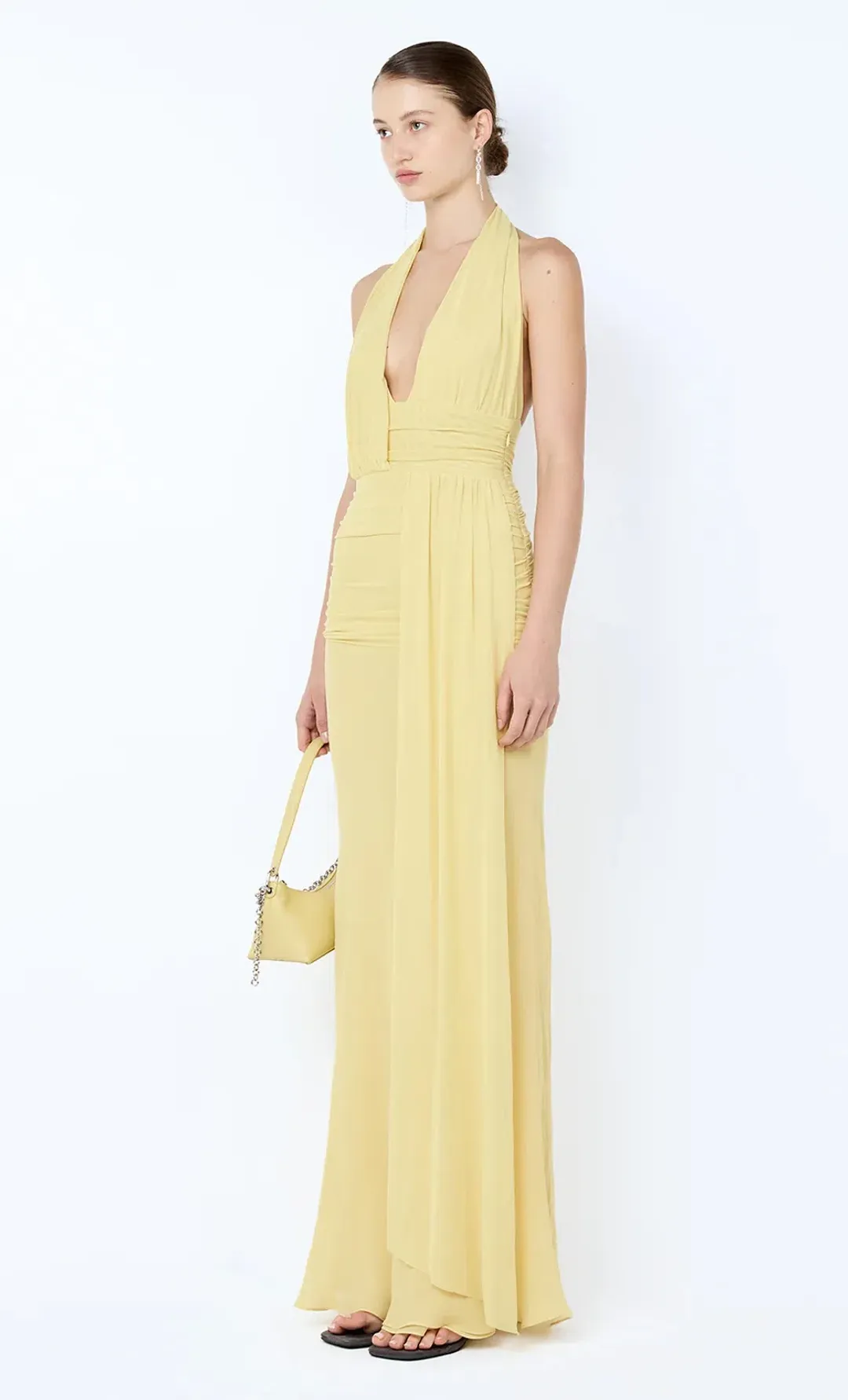 Bec and Bridge Cassis Drape Maxi Dress in Citron Yellow Size 8 for rent on The Volte - main image