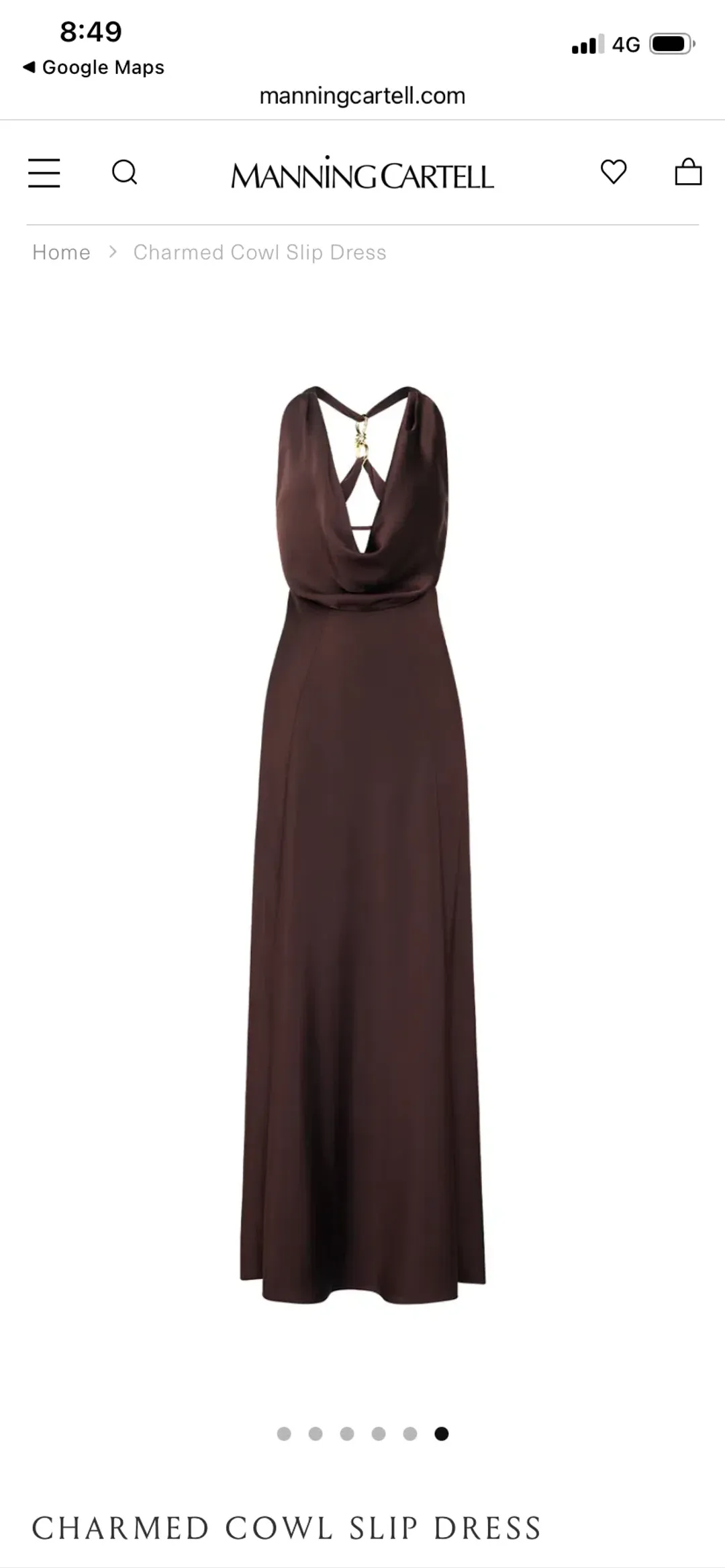 Charmed Cowl Slip Dress for rent on The Volte - main image