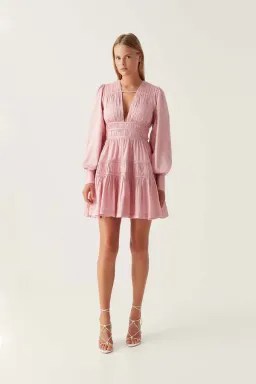 AJE - Fallingwater Ruched Mini Dress Pink for rent on The Volte - image 1