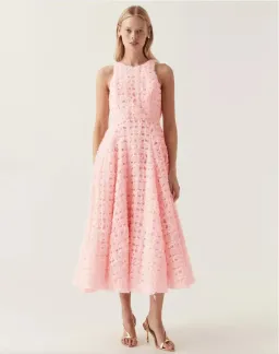 AJE Quintette backless midi dress pink Size 6 for rent on The Volte - image 1