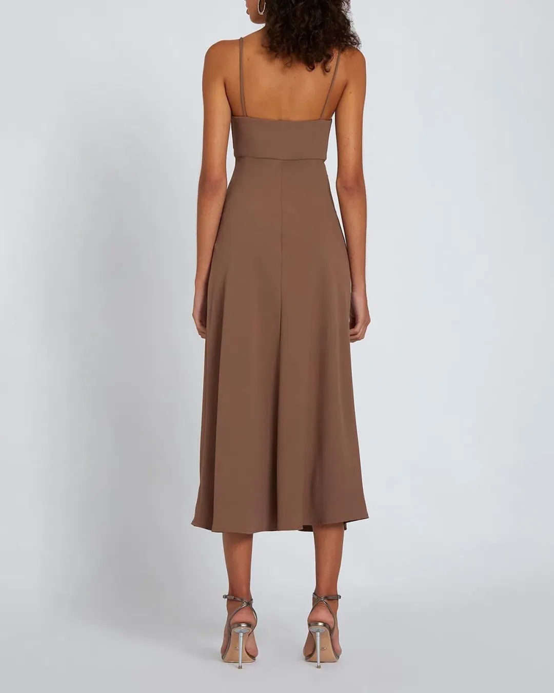 BY JOHNNY Fall Bias Midi Dress In Brown Mocha | Size AU 14 for rent on The Volte - main image