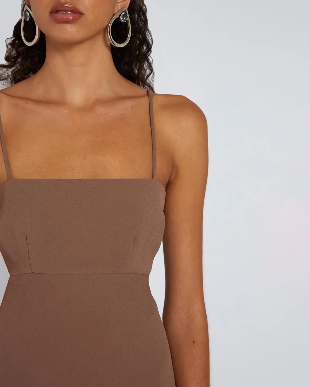 BY JOHNNY Fall Bias Midi Dress In Brown Mocha | Size AU 14 for rent on The Volte - main image