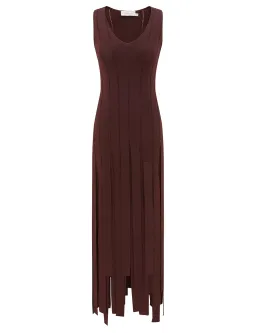 Zimmermann Luna Fringe Midi Dress Chocolate Size 0 for rent on The Volte - image 1