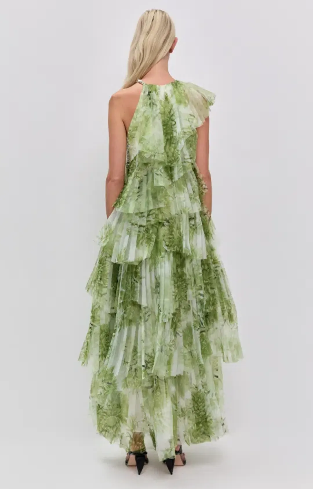 AJE Westlyn Gown Olive Native Floral Size 10 for rent on The Volte - main image