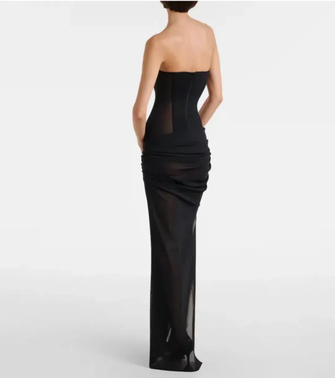 ALEX PERRY SHEER STRAPLESS CORSET MAXI DRESS IN BLACK SIZE AU 6 for rent on The Volte - main image