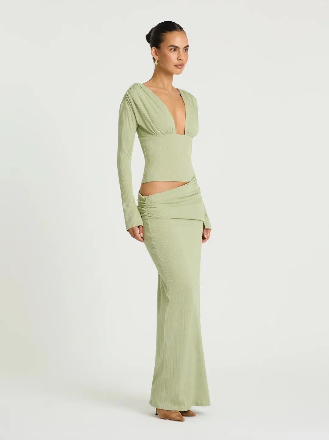 AGNES MAXI DRESS | PISTACHIO - SIZE 8 for rent on The Volte - main image
