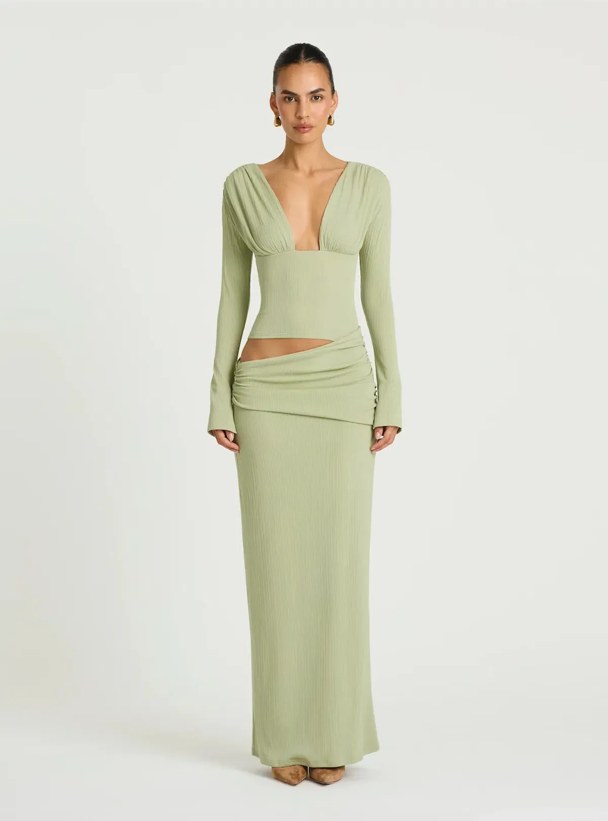 AGNES MAXI DRESS | PISTACHIO - SIZE 8 for rent on The Volte - main image