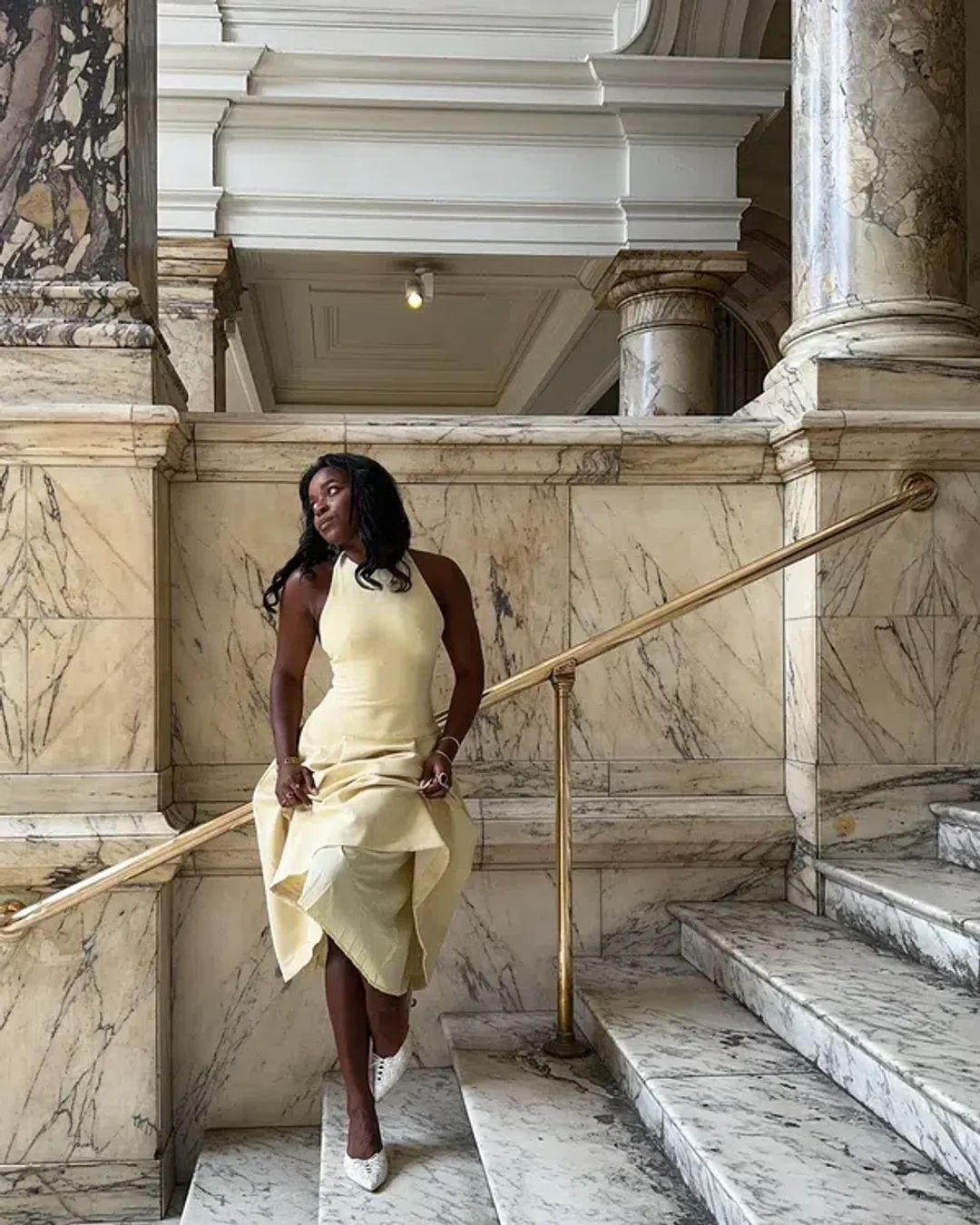 Odd Muse - The Ultimate Muse Dropped Hem Midi Dress - Lemon for rent on The Volte - main image