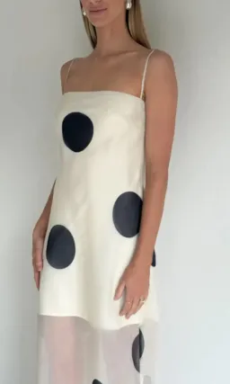By Nicola Mila Ivory Cream Black Polka Dot Maxi Dress 10 M Medium for rent on The Volte - image 2