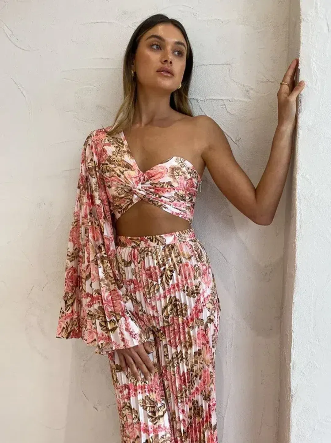 Significant Other - Simone Top And Pant Set In Pink Sangria Floral for rent on The Volte - main image