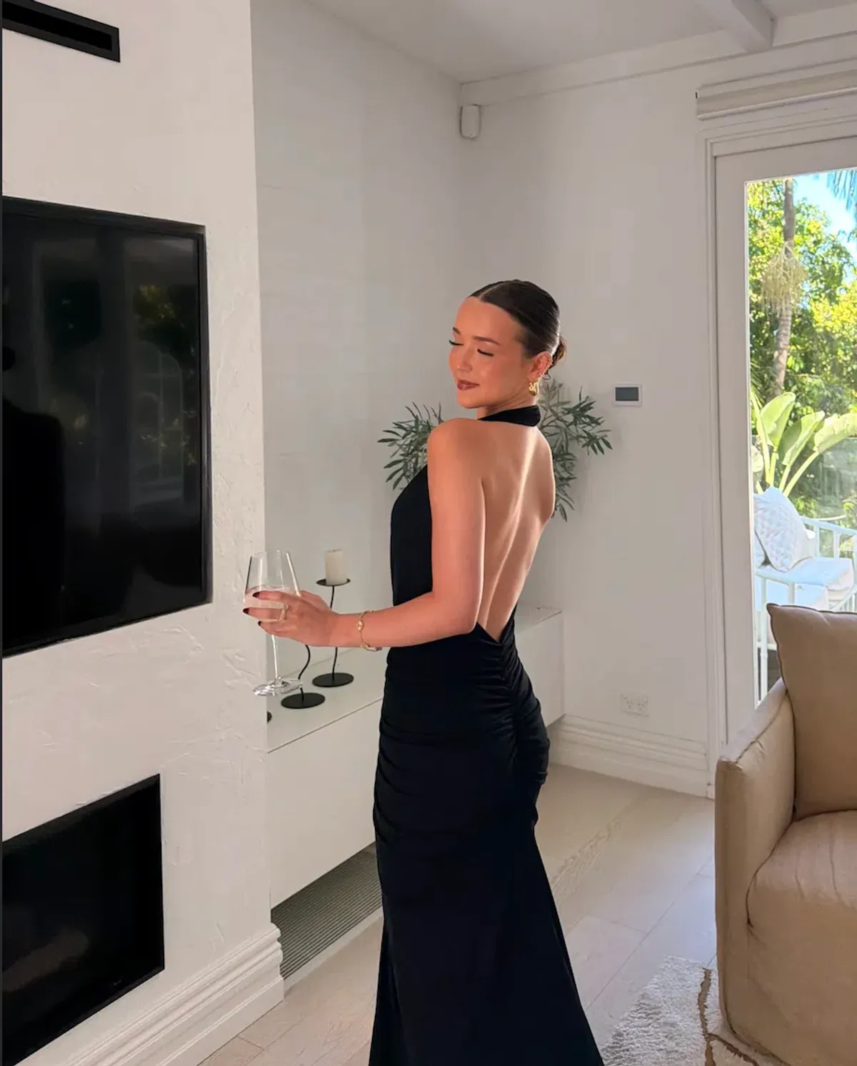 Misha Collection Venus Gathered Cupro Maxi size S for rent on The Volte - main image