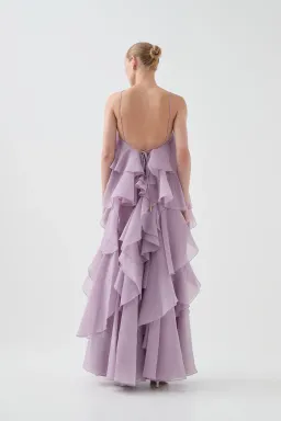Aje Pandorea Layered Maxi Dress in Lilac Size 8 for rent on The Volte - image 3