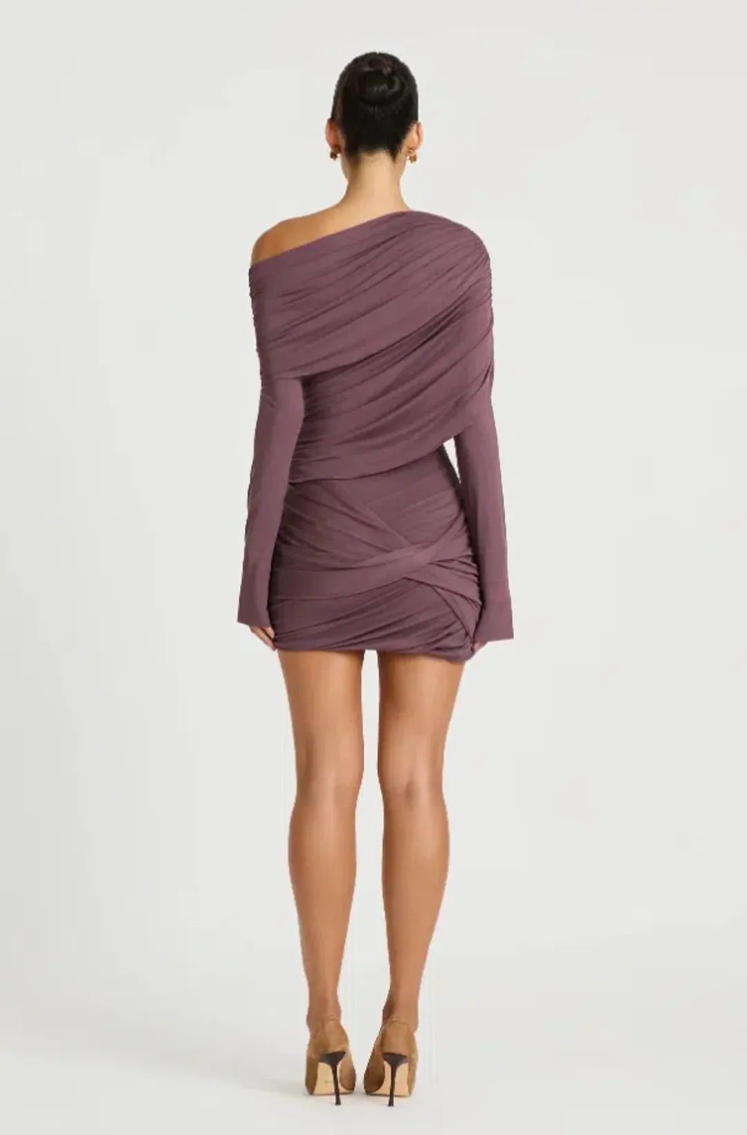 OTTO LONG SLEEVE MINI DRESS | GRAPE - SIZE 8 for rent on The Volte - main image