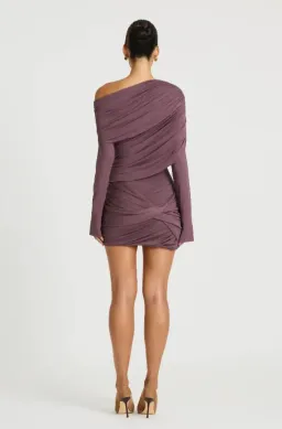 OTTO LONG SLEEVE MINI DRESS | GRAPE - SIZE 8 for rent on The Volte - image 3