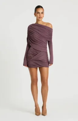 OTTO LONG SLEEVE MINI DRESS | GRAPE - SIZE 8 for rent on The Volte - image 1