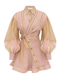 Zimmermann Alchemy Striped Mini Dress Multi Pink Stripe Size OP for rent on The Volte - image 1