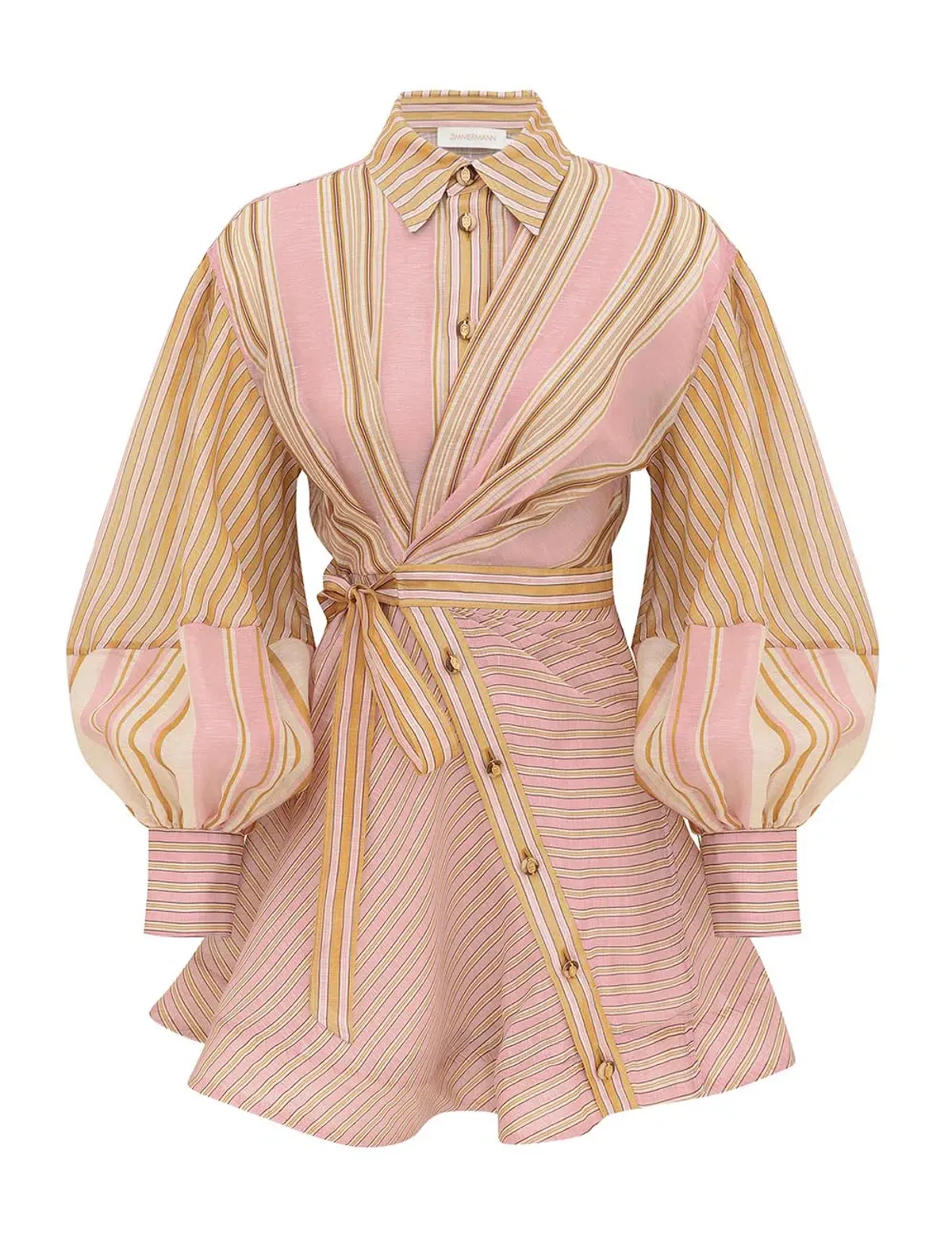 Zimmermann Alchemy Striped Mini Dress Multi Pink Stripe Size 1 for rent on The Volte - main image