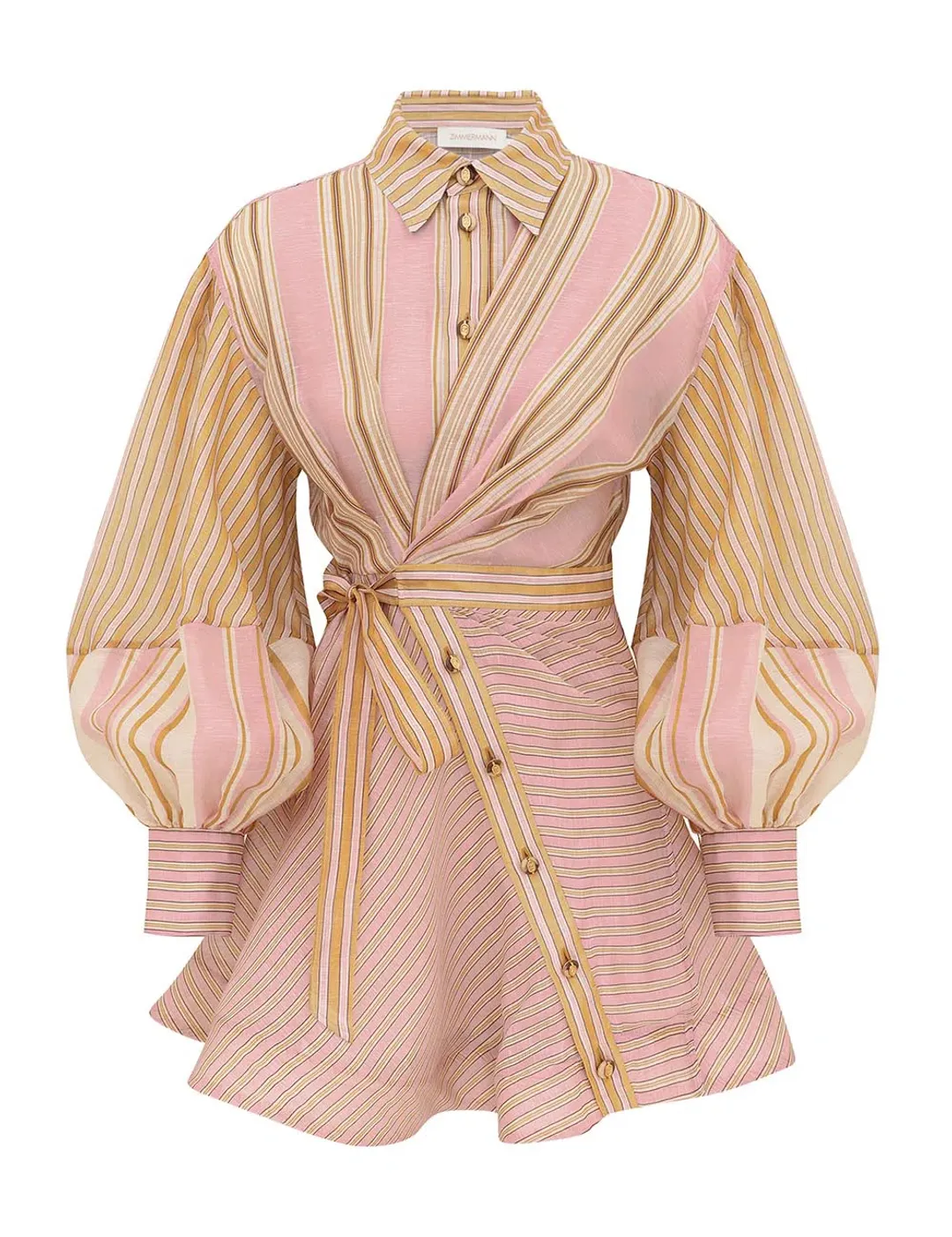 Zimmermann Alchemy Striped Mini Dress Multi Pink Stripe Size 2 for rent on The Volte - main image