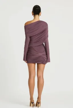 Benni Otto Long Sleeved Mini Dress in Plum Size 8 for rent on The Volte - image 3